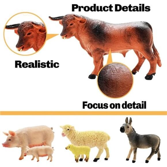 3 Pack Farm Toy Tractor with 40pcs Plastic Animals Figurines and Fence Playset - Picture 4 of 8